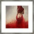 Woman In Red Silk Framed Print