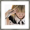 Woman With Head In Hands Framed Print