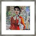 Woman With Parasol In Paris Framed Print