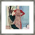 Women Wearing Stripes Framed Print
