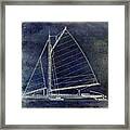 Wooden Sailboat Blue Framed Print