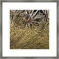 Wooden Wheel Of A Broken Farm Wagon Framed Print