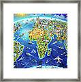 World Landmarks Globe Framed Print