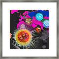 World Map And Planets Framed Print