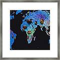 World Map And Sagittarius Constellation Framed Print