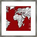 World Map In Red Framed Print