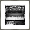 Wrigley Field Chicago Cubs Sign In Black And White Framed Print