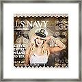 Wwi Recruiting Postage Stamp. Navy Sailor Girl Framed Print