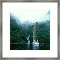 Yacht In The Ocean, Fiordland National Framed Print