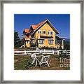 Yellow Classic House On Hill Framed Print