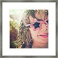 Young Boy Wearing Patriotic Sunglasses Framed Print