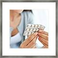 Young Woman Holding Nicotine Gum Framed Print