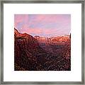 Zion Canyon At Sunset, Zion National Framed Print