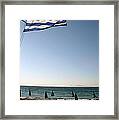 Greek Flag Over Sandy Beaches #1 Framed Print