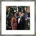 President And Michelle Obama Pose #1 Framed Print