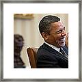 President Barack Obama Laughs #1 Framed Print