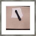 A Microphone On The Lectern Of A Presentation Room Framed Print