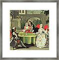 An Ornamental Garden With Elegant Figures Seated Around A Card Table Framed Print
