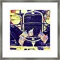 Antique Car With Flags Framed Print