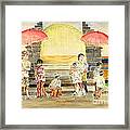 Balinese Children In Traditional Clothing Framed Print
