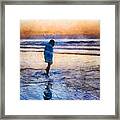 Beach Stroll On A Chilly Morning Framed Print