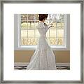 Beautiful Lady By Window Framed Print