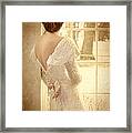 Beautiful Lady In Sequin Gown Looking Out Window Framed Print