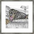 Bedtime - Doberman Pinscher Dog Print Color Tinted Framed Print