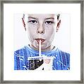Boy Drinking A Fizzy Drink Framed Print