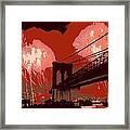 Brooklyn Bridge Fireworks Color 6 Framed Print