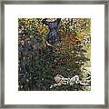 Camille And Jean In The Garden At Argenteuil Framed Print