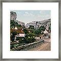 Cheddar - England - Village And Lion Rock Framed Print