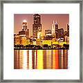 Chicago At Night With Willis-sears Tower Framed Print