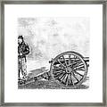 Civil War Union Artillery Corporal With Cannon Sketch Framed Print