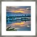 Cloudy Sunrise On Lake Framed Print