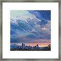 Denver Skyline At Sunset Framed Print