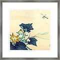 Dragonfly And Squash Blossoms 1890 Framed Print