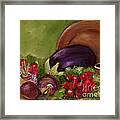 Eggplant And Radishes Framed Print