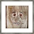 #fence #face #wood #knot Framed Print