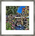 Flowers Along Canal In Colmar France Framed Print