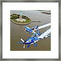 Flying Past The Statue Framed Print
