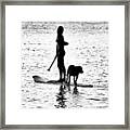 #girl #surf #dog #summer #beach #sweet Framed Print