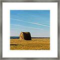 Haybales And Jet Trails Framed Print