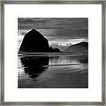 Haystack Rock Bw Framed Print