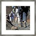 Hickers Walking On Volcanic Dirt In The Haleakala Crater Framed Print