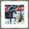 Horses Trot To The Christmas Tree Framed Print