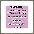If You Live To Be 100 In Purple Framed Print