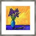 Iris On Yellow Framed Print