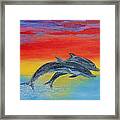 Jumping Dolphins Right Framed Print