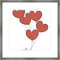 Kid Squirrel Flying And Holding Heart Shaped Balloons Framed Print